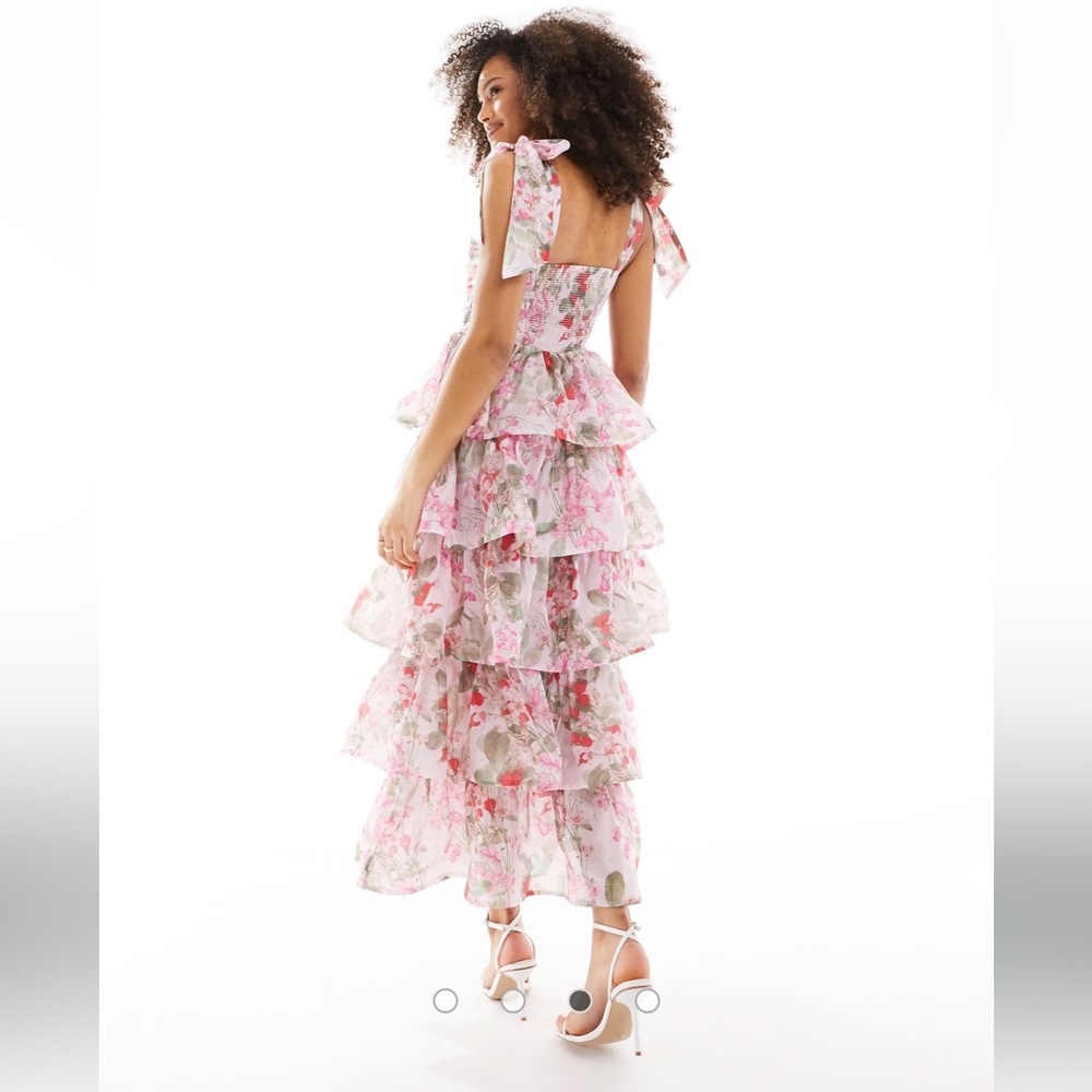 & Other Stories Corset front Tiered Floral Ruffled maxi Dress size 12 NWOT - Picture 2 of 12